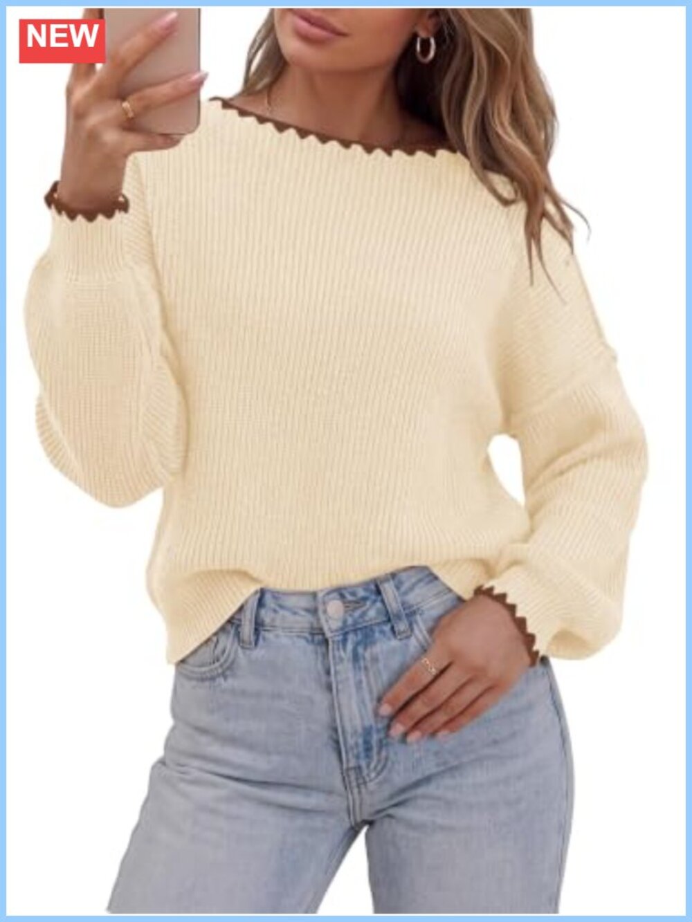 Women's Oversized Ribbed Knit Chunky Long Sleeve Pullover Sweater